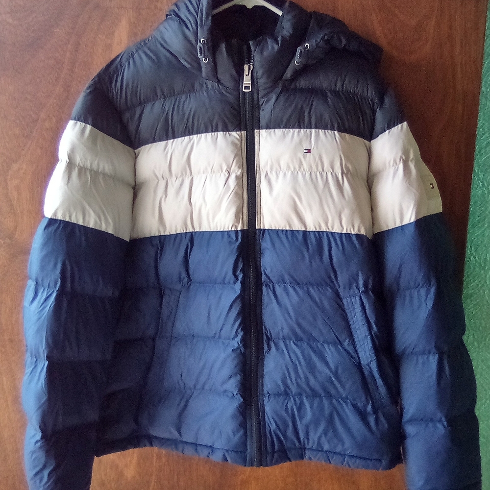 Tommy Hilfiger Blue and Cream Puffer Jacket
